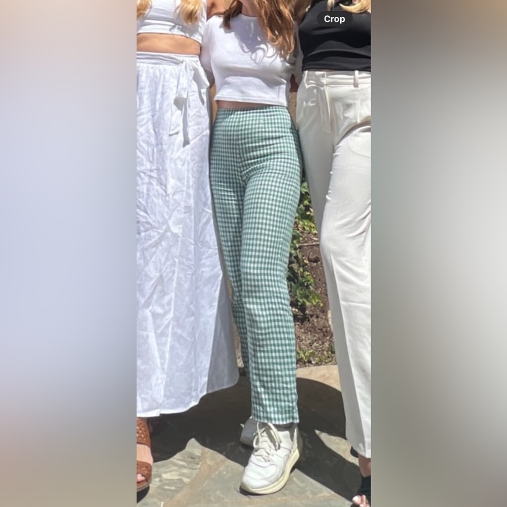Reformation Green Gingham Linen Pants - Picture 11 of 11